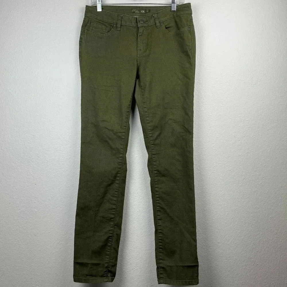 Prana Jeans Women's Size 6/28 x 31 Mid Rise Skinny Leg Stretch Denim Moss Green - Picture 1 of 9